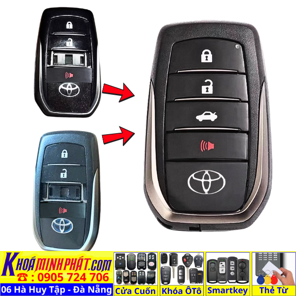 Vỏ Chìa Khóa Smartkey Toyota V709 cho Camry Altis Fortuner Innova Vios Hilux Land Cruiser Parodo V709.4 (thường) Làm Chìa Khoá xe Ô Tô Đà Nẵng Sửa remote thay pin thay vỏ điều khiển xe hơi - Minh Phát Smartkey