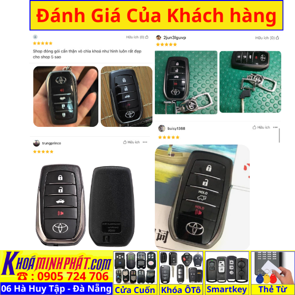 Vỏ Chìa Khóa Smartkey Toyota V709 cho Camry Altis Fortuner Innova Vios Hilux Land Cruiser Parodo V709.4 (thường) Làm Chìa Khoá xe Ô Tô Đà Nẵng Sửa remote thay pin thay vỏ điều khiển xe hơi - Minh Phát Smartkey